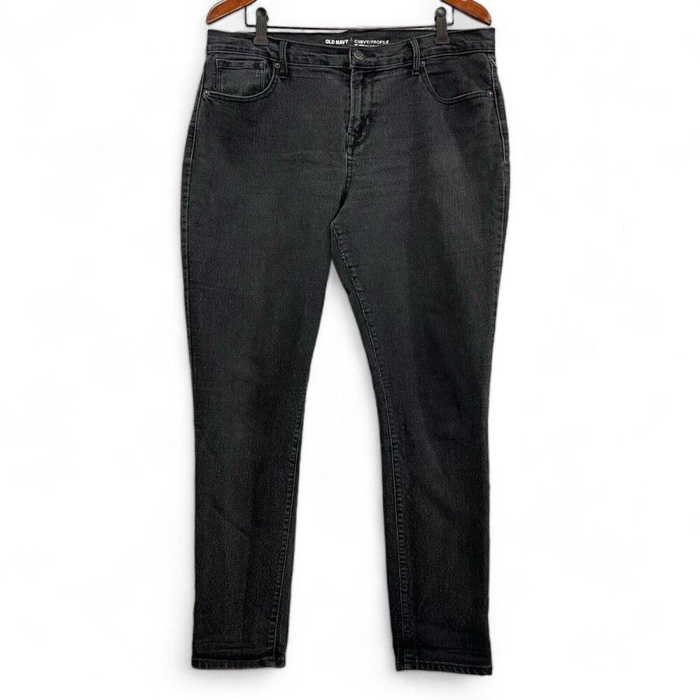 Old Navy Jeans Women Size 14 Black Skinny Curvy Profile High Rise Cotton Stretch